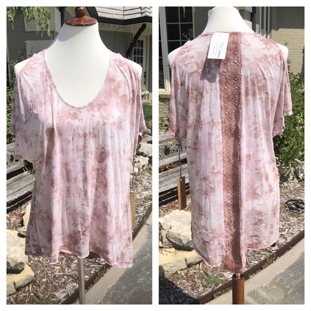 NWT Sloane Rouge cold shoulder burnout shirt